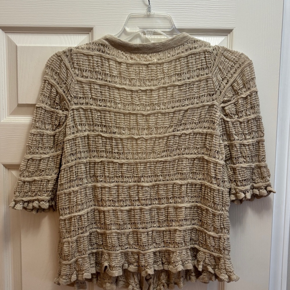 NATURAL LIFE Beige Knit Short-Sleeve Cardigan - Picture 6 of 8